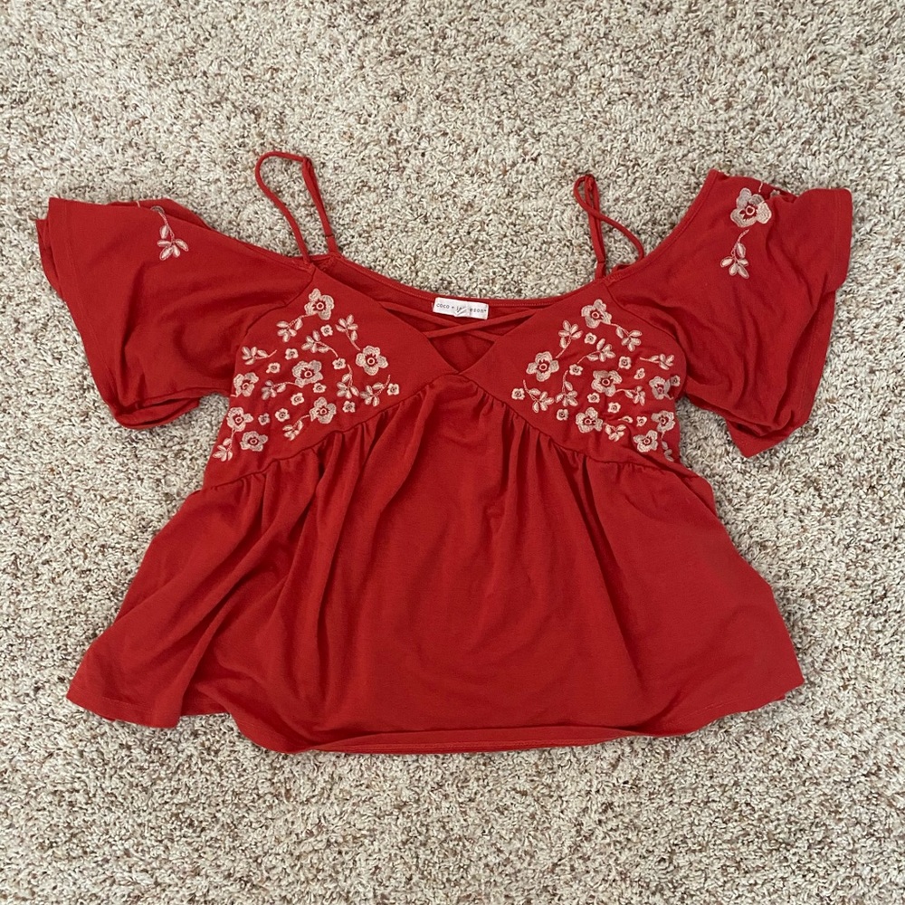 Orange embroidered boho blouse!